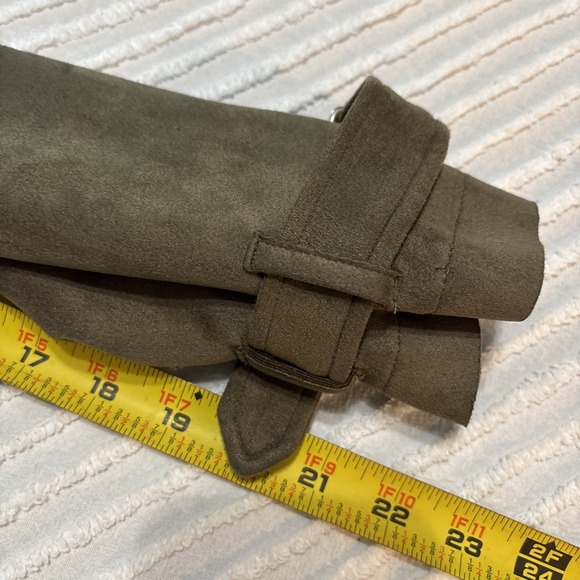 Hyfve Jacket Blazer Women's Sz S Faux Leather Suede olive Green Faux Fur Trim - Picture 11 of 15